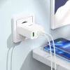 HOCO 35W Dual USB-C + USB-A PD & QC3.0 seinadapter USB-C–Lightning kaabliga, valge