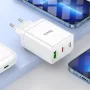 HOCO 35W Dual USB-C + USB-A PD & QC3.0 seinadapter USB-C–Lightning kaabliga, valge
