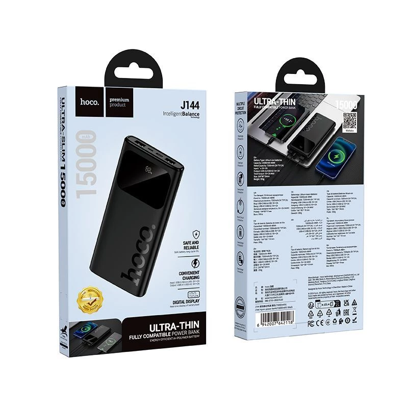 Hoco J144 Hymn Power Bank 15000mAh Must