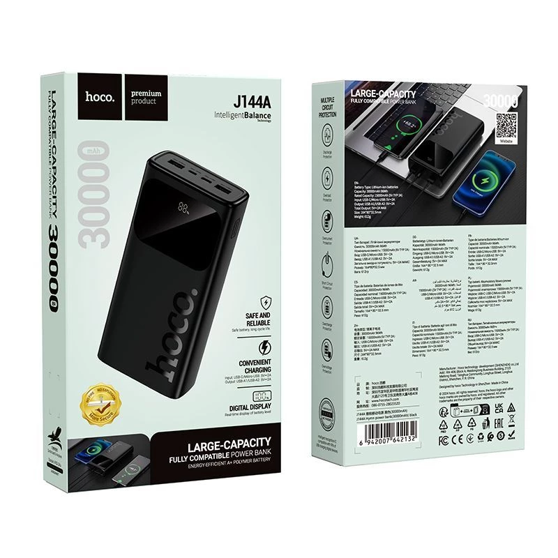 Hoco J144A Hymn Power Bank 30000mAh Must