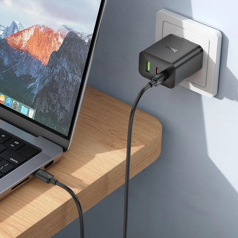 Hoco N51 Scenery PD65W (2C1A) GaN Charger EU Plug Black