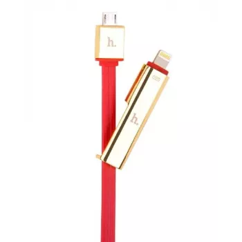 HOCO Universal UPL14 Lipstick Series 2-in-1 Charging Cable (Apple Lightning + Micro USB) Red