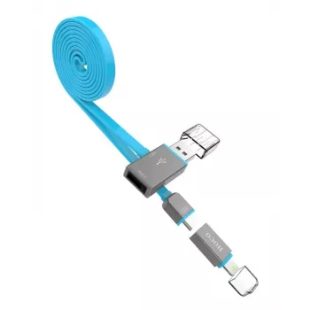 Hoco UPL03 Share Line Apple + Micro USB Sinine 2-in-1 Laadimis- ja Andmekaabel 1m
