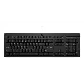 HP 125 G2 USB juhtmega klaviatuur - täissuuruses QWERTY, membraan, numbriklahvistik, must