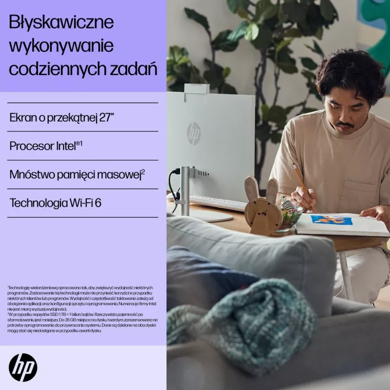 HP 27-cr0224nw Intel Core i5-1335U 27 tolli Full HD All-in-One arvuti, 16 GB DDR4, 512 GB SSD, FreeDOS, valge