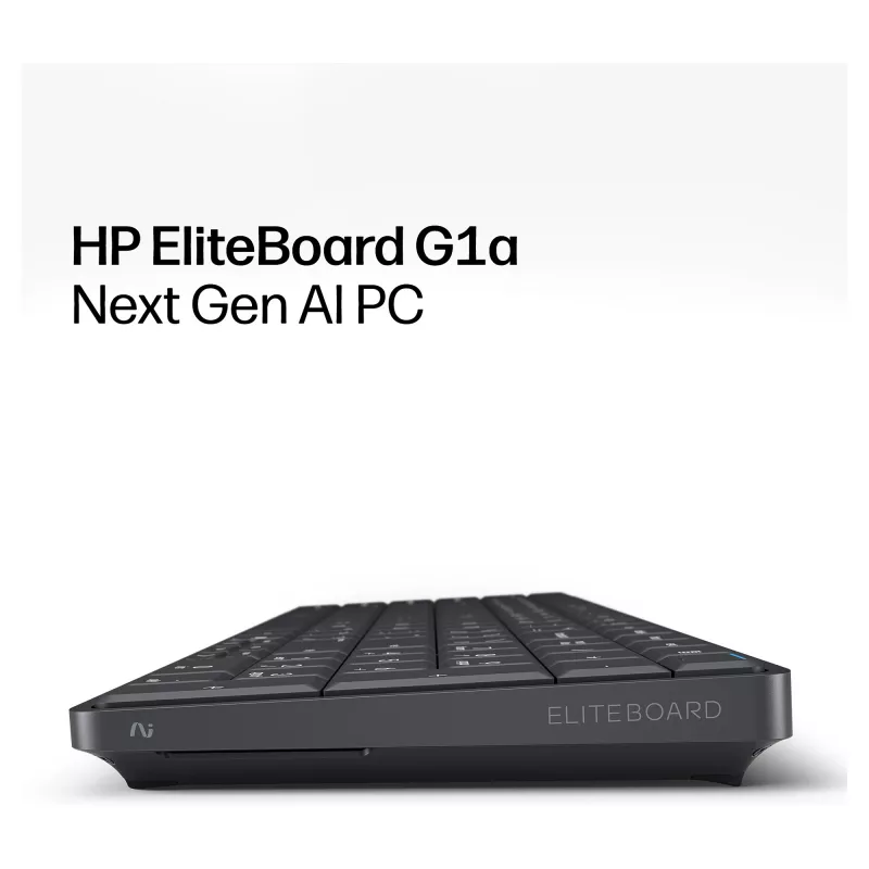 HP EliteBoard G1a Next Gen AI PC - AMD Ryzen AI 5, 16GB muutmälu, 512GB SSD, Windows 11 Pro, Wi-Fi 6E, must