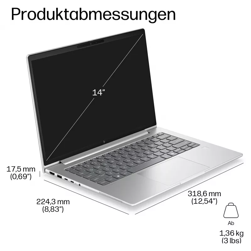 HP EliteBook 6 G2i sülearvuti AI - Intel Core 7 350 / 1.5 GHz - 32 GB RAM - 1 TB SSD - 14-tolline WUXGA IPS - Windows 11 Pro - Wi-Fi 7 - hõbedane
