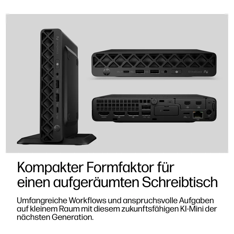 HP EliteDesk 8 Mini G2a Mini PC, AMD Ryzen AI 5 435, 16GB RAM, 512GB SSD, Windows 11 Pro, must