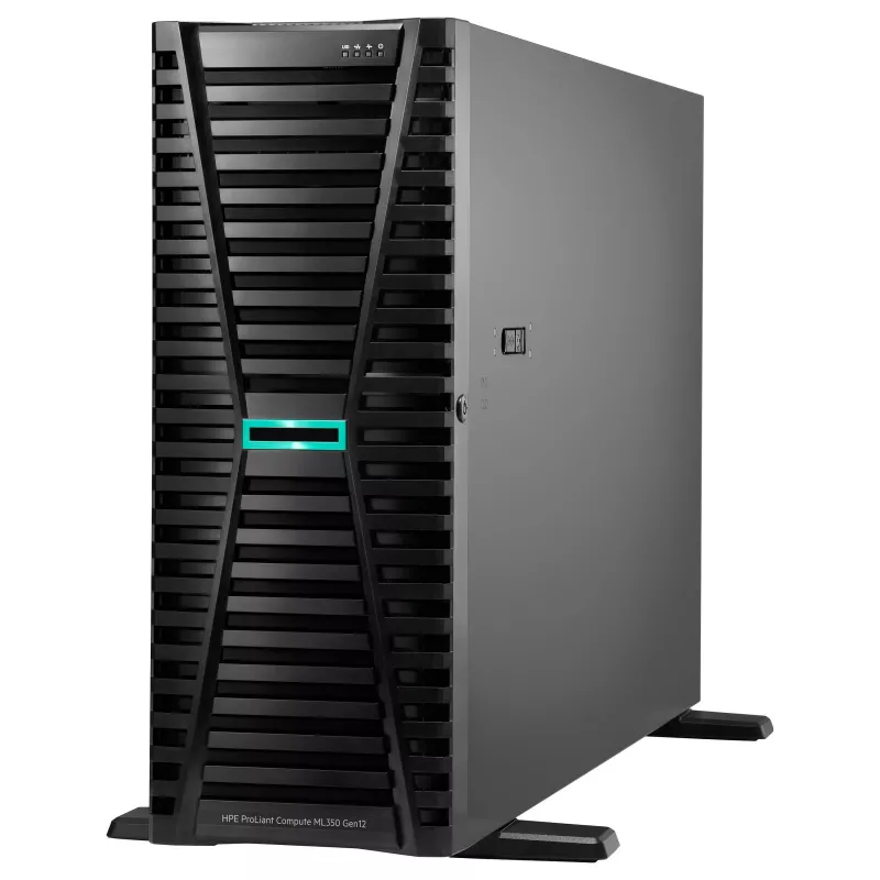 HP Enterprise HPE ProLiant ML350 Gen12 Tower Server, Intel Xeon 6505P 2.2GHz 12-Core, 64GB RAM, 8 SFF Hot Plug, MR408i-o, 2x1000W