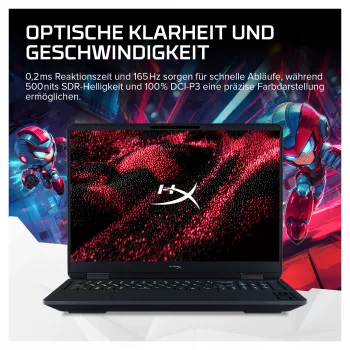 HP HyperX OMEN 16-am2170ng mängusülearvuti, 16,1 tolli QHD 165Hz, Intel Core i7-14650HX, 16GB RAM, 512GB SSD, GeForce RTX 5070, FreeDOS, saksa klaviatuur
