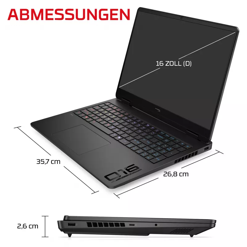 HP HyperX OMEN 16-am2172ng mängusülearvuti, 16.1 inch QHD IPS 165Hz, Intel Core i7-14650HX, 24GB DDR5, 1TB SSD, NVIDIA GeForce RTX 5070, FreeDOS, Saksa klaviatuur