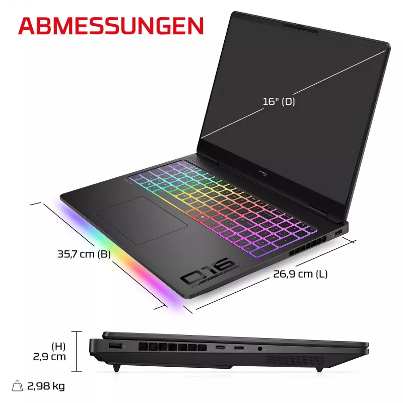 HP OMEN 16-ah1490ng mängurlaptop, 16,1 inch QHD 165Hz, Intel Core 9 270HX, 32GB DDR5, 1TB SSD, RTX 5080, Windows 11 Home, saksa klaviatuur