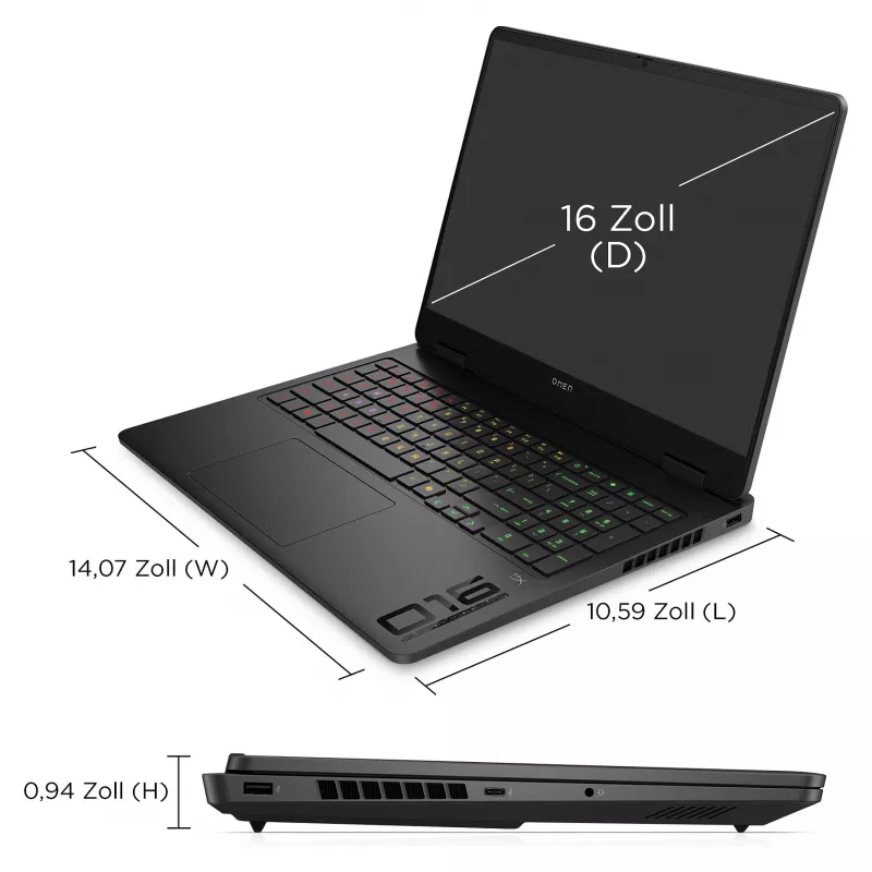 HP OMEN 16-am0471ng mängurläpakas, 16 inch WUXGA 144Hz, Intel Core Ultra 7 255H, 16GB RAM, 512GB SSD, NVIDIA GeForce RTX 5050, FreeDOS, Shadow Black