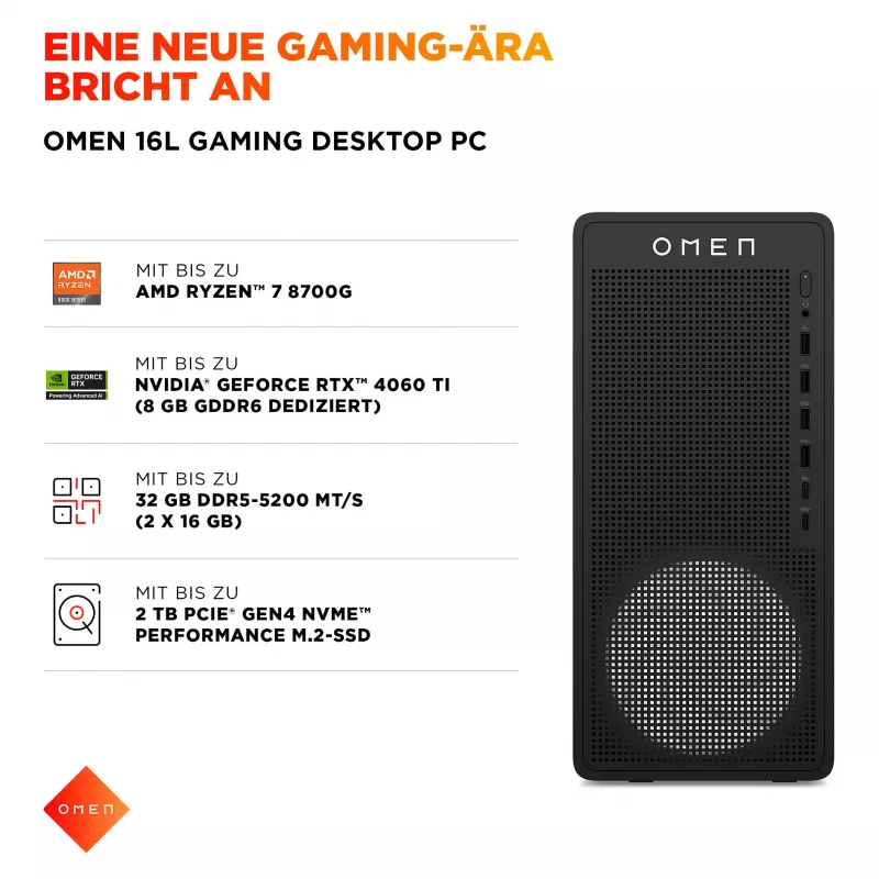 HP OMEN 16L TG03-0451ng mänguarvuti, AMD Ryzen 5 8400F, 16GB DDR5, 512GB SSD, NVIDIA GeForce RTX 5050, ilma OS-ita, must