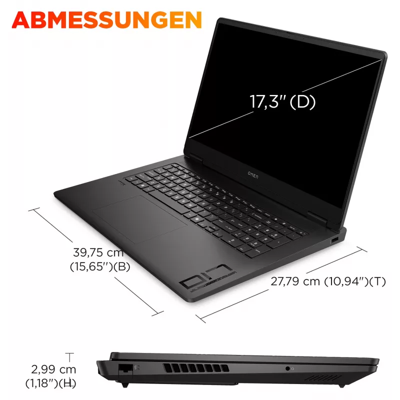 HP OMEN 17-db1077ng mängusülearvuti, 17.3 inch QHD 240Hz, AMD Ryzen AI 7 8845HS, 24GB DDR5, 1TB SSD, RTX 4060, Windows 11 Home