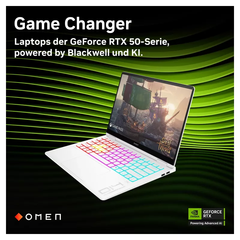 HP OMEN Transcend 14-fb1196ng mängusülearvuti, 14-tolline 2.8K OLED 120Hz, Intel Core Ultra 9 285H, 32GB muutmälu, 2TB SSD, RTX 5070, Windows 11 Home, saksa QWERTZ, Shadow Black