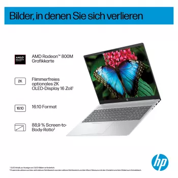HP OmniBook 5 16-ag1451ngx AMD Ryzen AI 5 330 16GB 512GB SSD W11 Home 16-tolline WUXGA sülearvuti (Natural Silver, saksa QWERTZ)