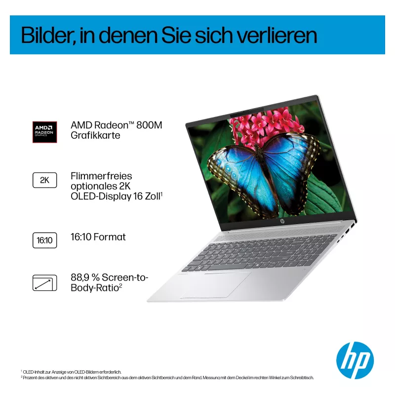HP OmniBook 5 16-ag1451ngx AMD Ryzen AI 5 330 16GB 512GB SSD W11 Home 16-tolline WUXGA sülearvuti (Natural Silver, saksa QWERTZ)