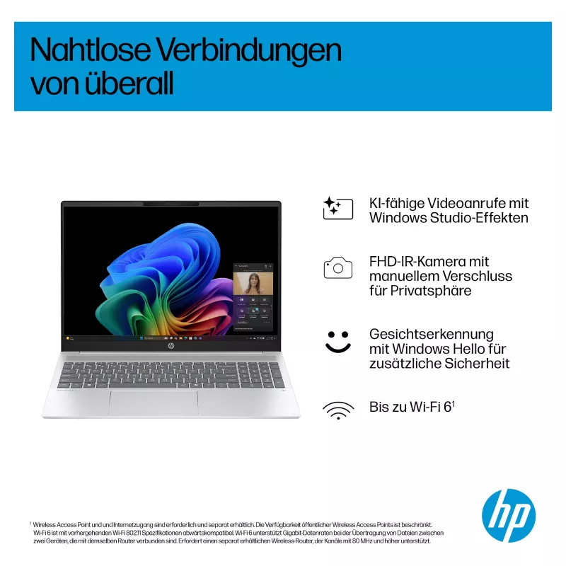 HP OmniBook 5 16-ag1451ngx AMD Ryzen AI 5 330 16GB 512GB SSD W11 Home 16-tolline WUXGA sülearvuti (Natural Silver, saksa QWERTZ)