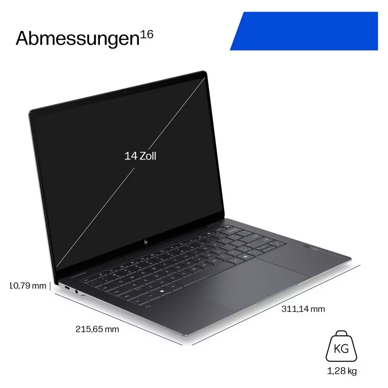 HP OmniBook Ultra 14-kd0472ngx, Intel Core Ultra 7 356H, 32GB RAM, 1TB SSD, 14-tolline puuteekraan, Windows 11 Home, Natural Silver (Saksa klaviatuur)