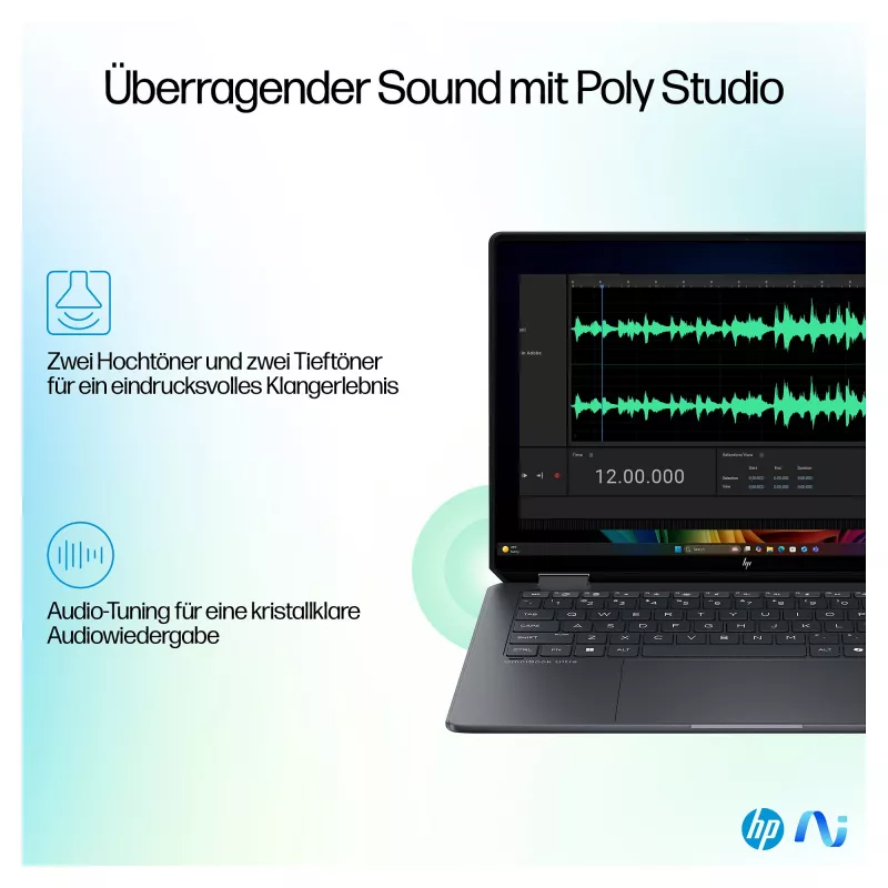 HP OmniBook Ultra Flip 14-fh0678ng 2-in-1 sülearvuti, Intel Core Ultra 7, 32GB RAM, 1TB SSD, 14-tolline OLED puuteekraan, Windows 11 Home, Natural Silver