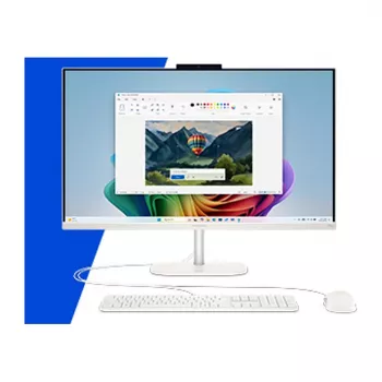 HP OmniStudio 27-cw0450ng All-in-One PC, 27 tolline FHD-ekraan, AMD Ryzen AI 5, 16GB muutmälu, 512GB SSD, Windows 11 Home, valge