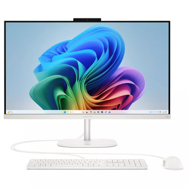 HP OmniStudio 27-cw0471ng All-in-One arvuti, 27 tolli QHD IPS, AMD Ryzen AI 7 445, 16GB muutmälu, 512GB SSD, Windows 11 Home, valge