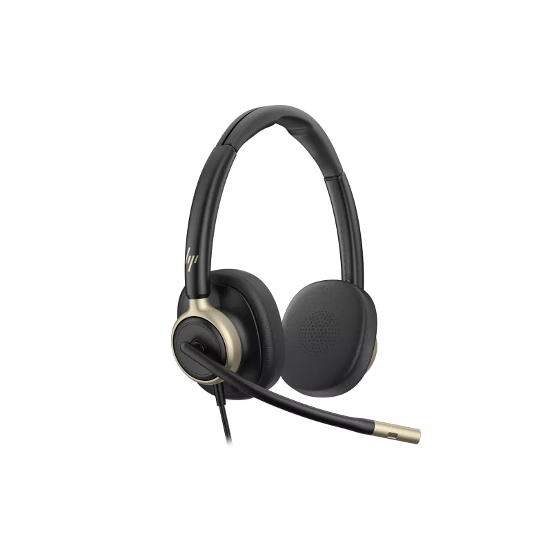 HP Poly Mission 825 Stereo USB Wired Headset with Active Noise Cancellation, Black, Certified for Microsoft Teams, Zoom, Google Meet, Works With Chromebook