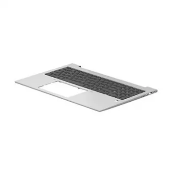 HP ProBook 450/455 G8/G9 Pealmise kaane komplekt Belgia klaviatuuriga, taustvalgustusega, hõbedane peopesatugi, diskreetne graafika