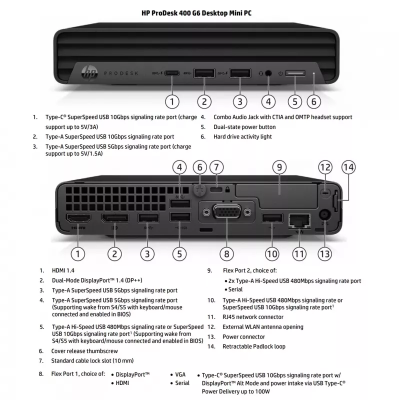 HP Renewed Grade B ProDesk 400 G6 Mini-tööjaam Intel Core i5-10500T 16GB 256GB SSD Windows 11 Pro