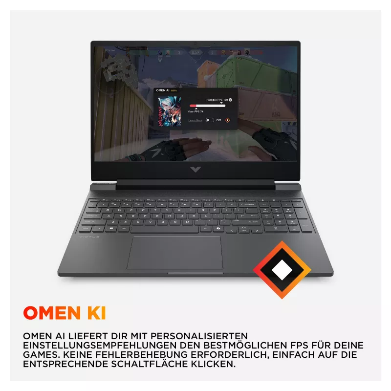 HP Victus 15-fa2178ng mängusülearvuti, 15,6 tolli FHD 144Hz IPS, Intel Core i7-13620H, 12GB RAM, 512GB SSD, NVIDIA GeForce RTX 5060, FreeDOS, Mica Silver