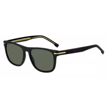 HUGO BOSS BLACK BOSS1626S807 Meeste päikeseprillid, ruudukujuline atsetaatraam, must raam, hallid läätsed, 55 mm