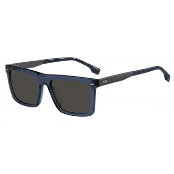HUGO BOSS BLACK BOSS1765GSPJP Meeste Ristkülikukujulised Päikeseprillid - Must Raam, Hall Lääts, 55/18/150 mm