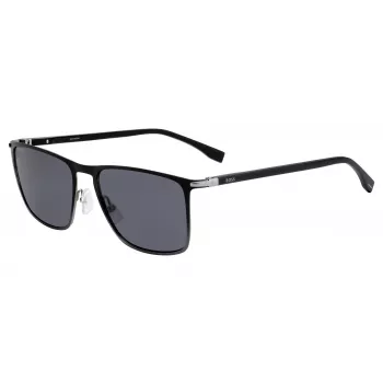 HUGO BOSS MUSTAD PÄIKESEPRILLID BOSS1004SITO6 Ristkülikukujuline atsetaatraam, hallid läätsed 56/17/145 mm
