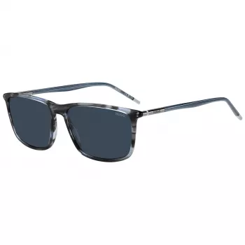 HUGO MAN HG-1374-S-3RA Ristkülikukujulised päikeseprillid - must raam, hallid läätsed 57mm