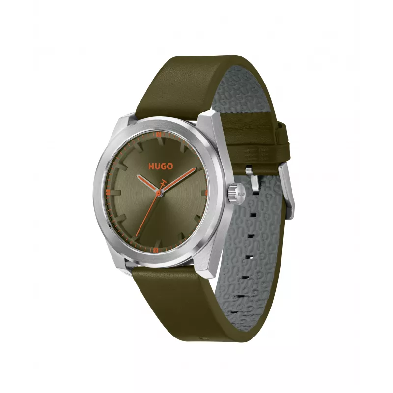 HUGO MAN käekell 1530351 42mm roostevabast terasest korpus must sihverplaat nahkrihm