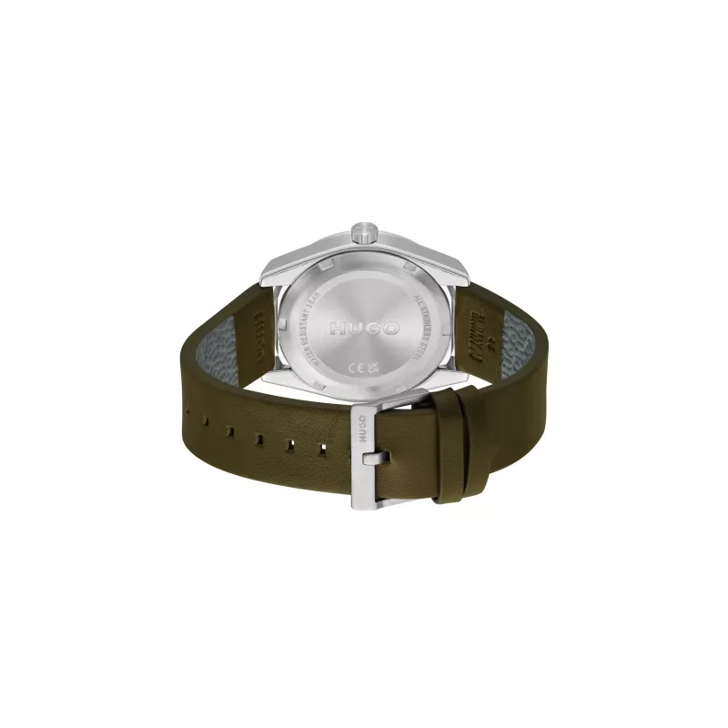 HUGO MAN käekell 1530351 42mm roostevabast terasest korpus must sihverplaat nahkrihm