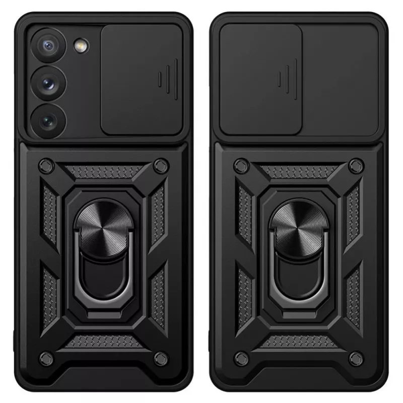 Hurtel Hybrid Armor Camshield ümbris Samsung Galaxy A14 jaoks - sinine
