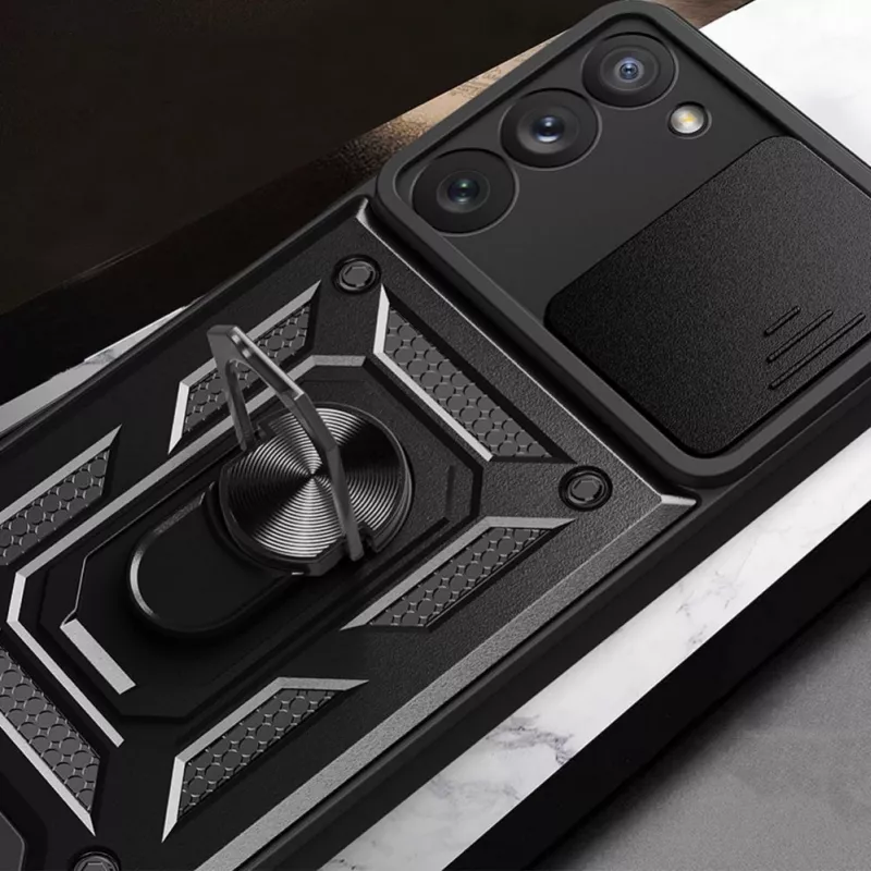 Hurtel Hybrid Armor Camshield ümbris Samsung Galaxy A14 jaoks - sinine