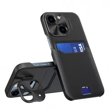 HURTEL iLike Apple iPhone 14 Leather Stand Case Cover Card Wallet with Stand Black