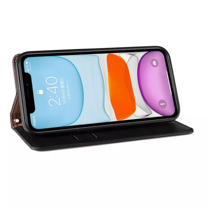 Hurtel Magnet Strap Case iPhone 13 Mini jaoks – rahakotiga ümbris koos miniatuurse nööriga – must