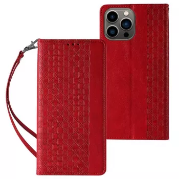 Hurtel Magnet Strap Case iPhone 13 Pro Max jaoks - Rahakotiümbris koos eemaldatava rihmaga ja ripatsiga - Punane