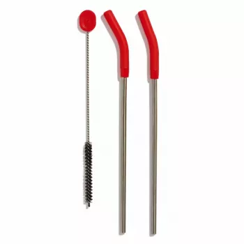 Hydro Flask Reusable Straw - Wide Mouth Straw Lid Kit with 2 Straws - Black