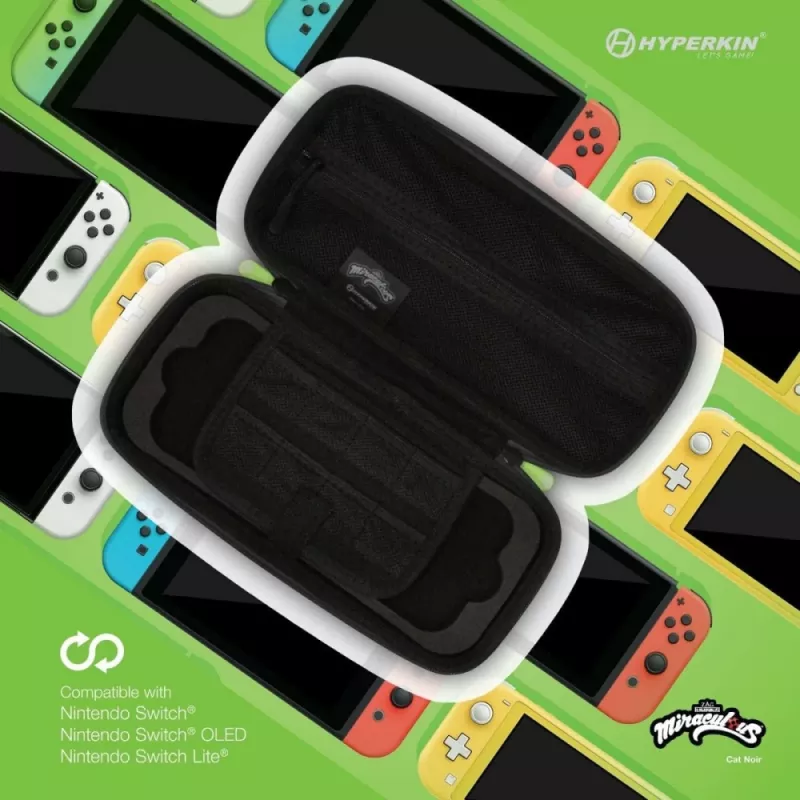 Hyperkin M07541-MTCN kõva kestaga ümbris, roheline, mitmevärviline, PEVA, Nintendo Switch Lite'ile, põrutuskindel, veekindel, kandekott