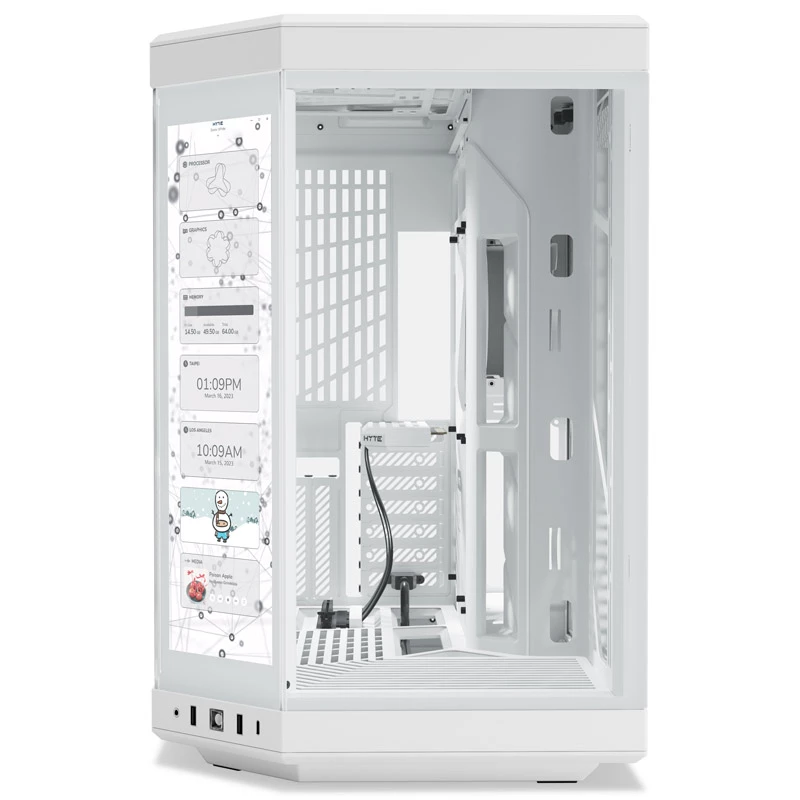 HYTE Y70 Touch Mid-Tower korpus, valge, 14,1 inch LCD puuteekraan, karastatud klaas, E-ATX/ATX/mATX/Mini-ITX