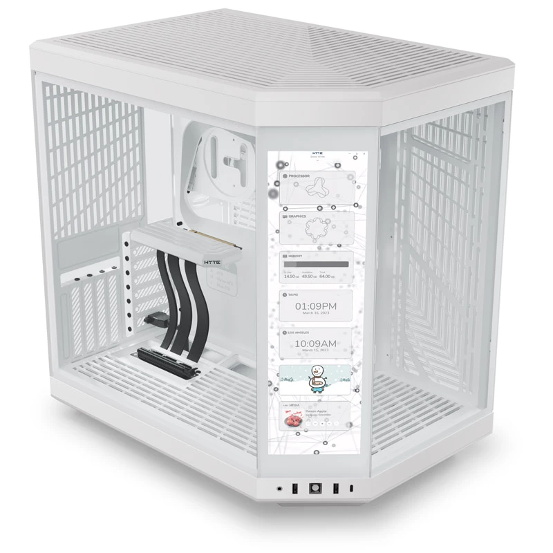 HYTE Y70 Touch Mid-Tower korpus, valge, 14,1 inch LCD puuteekraan, karastatud klaas, E-ATX/ATX/mATX/Mini-ITX