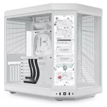 HYTE Y70 Touch Mid-Tower korpus, valge, 14,1 inch LCD puuteekraan, karastatud klaas, E-ATX/ATX/mATX/Mini-ITX