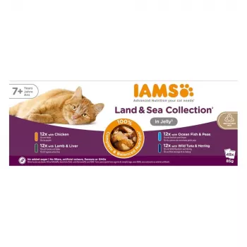 IAMS Senior liha ja kala segu tarrendis märg kassitoit – 48 x 85 g kotikesed