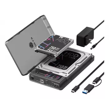 ICY BOX Docking ja Clone Station M.2 NVMe SSD ja 2.5/3.5 SATA jaoks