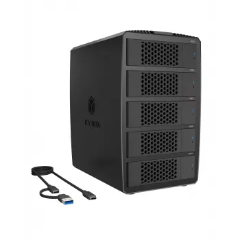 ICY BOX IB-RD3705-CU3 RAID System for 5x 2.5/3.5 SATA HDD to USB 3.2 Gen 1, 5 Gbps, RAID 0, 1, 10, 3, 5, Single, Large, Clone